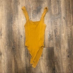 Yellow body suit with lace trim from forever 21!